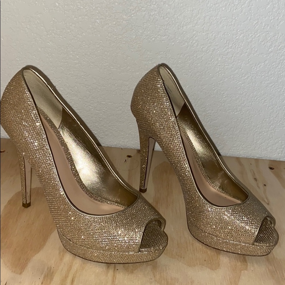 Aldo Gold Peep Toe Heels